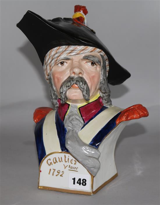 A French porcelain bust of a Revolutionary soldier